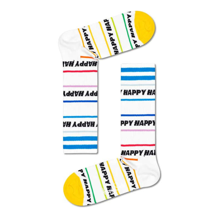 Calcetines happy line thin crew blanco