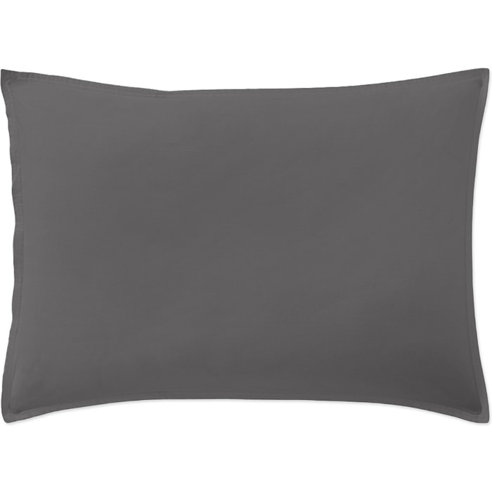 Paire de Taies d'oreiller percale de coton gris magnet