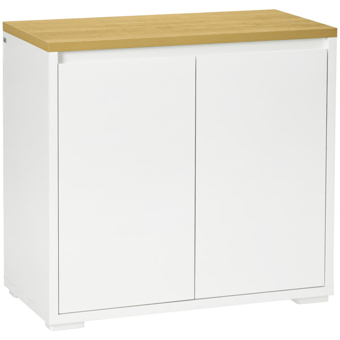 Aparador de Salón Armario de Almacenamiento Mueble Auxiliar de Cocina con 2 Puertas y Estante Ajustable para Comedor Entrada 80x37x75 cm Blanco