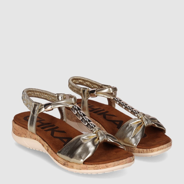 Sandalias - Oro - Tacón: Bajo