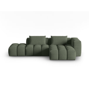 Canapé d'angle droit modulable "Lorella" 4 places en tissu structurel vert olive foncé