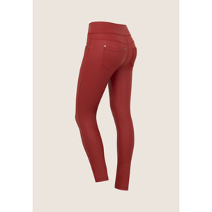 Pantalone skinny vita media senza bottoni in similpelle