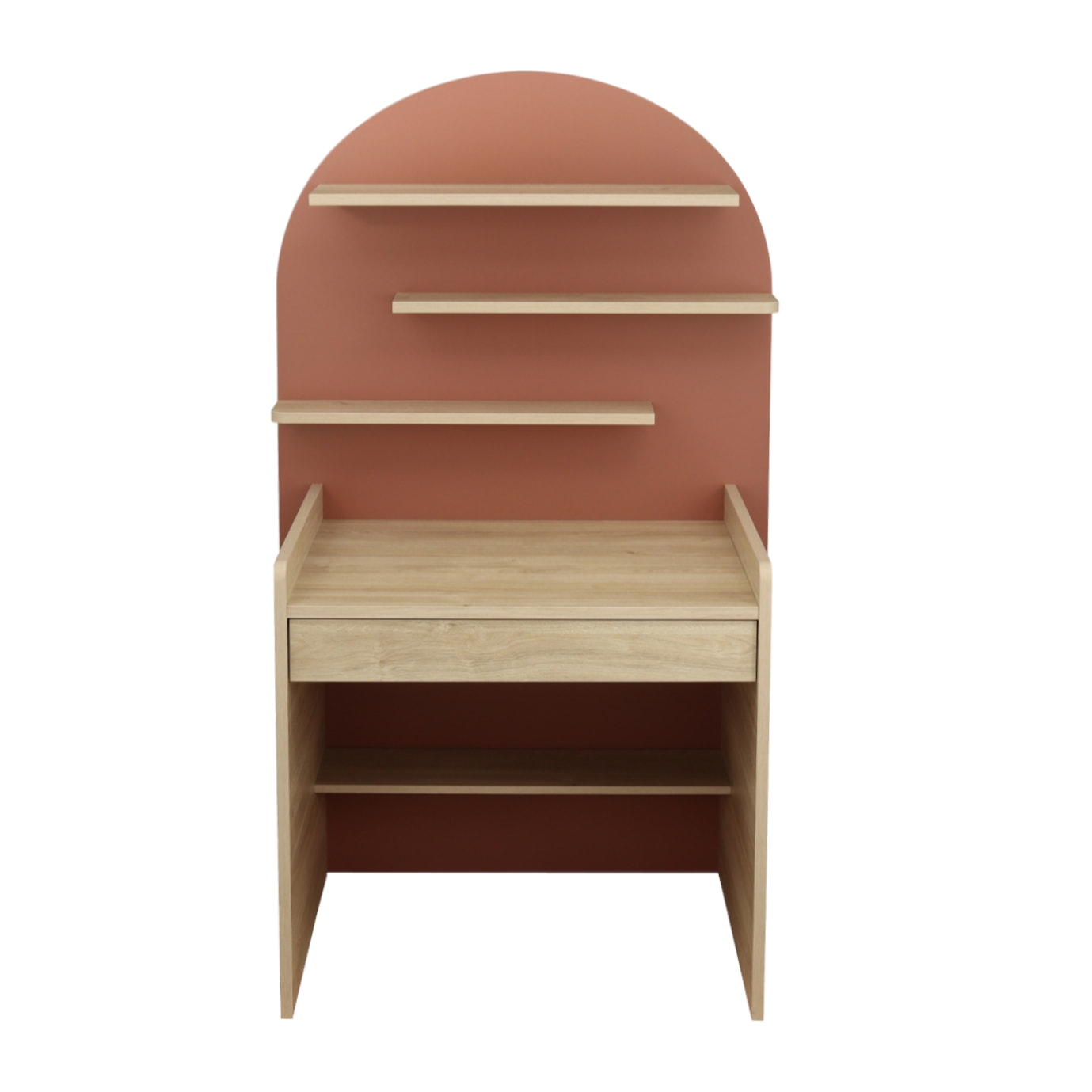 Commode à langer évolutive en bureau - décor bois chêne sépia forme arche