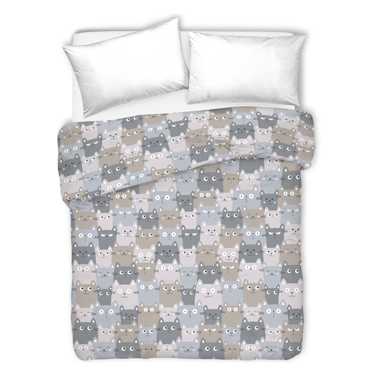 Copriletto di cotone happycat grigio 100% cotone