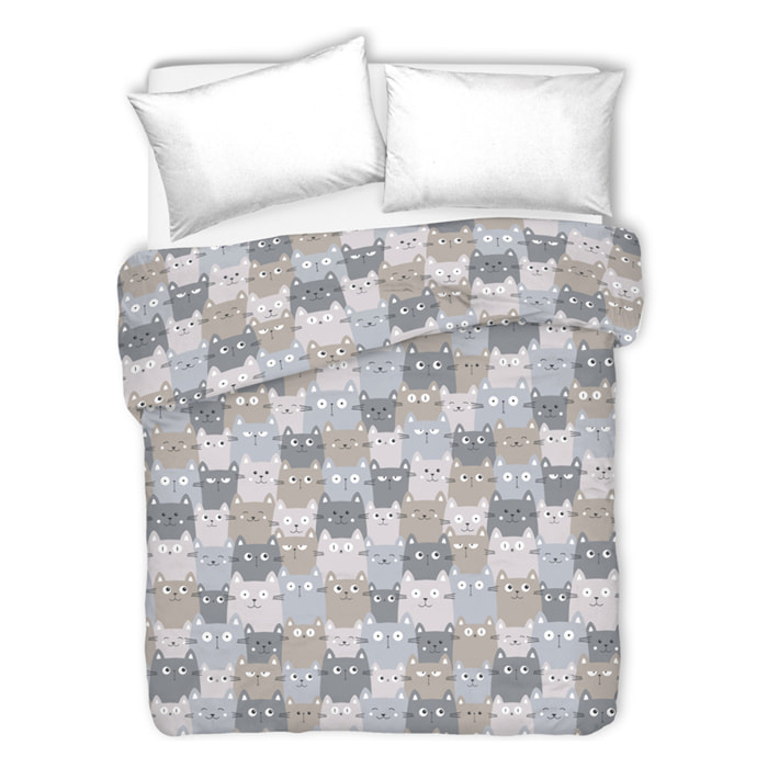 Copriletto di cotone happycat grigio 100% cotone