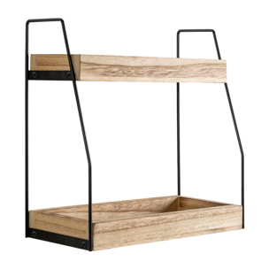 Estantería de pared Artur de 2 niveles, madera de Paulownia