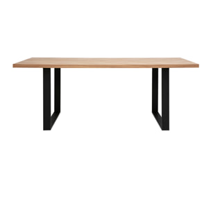 Table à manger rectangulaire finition bois chêne et métal noir L200 cm MAGDA