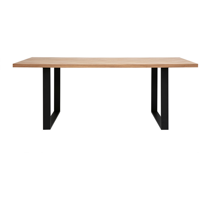 Table à manger rectangulaire finition bois chêne et métal noir L200 cm MAGDA