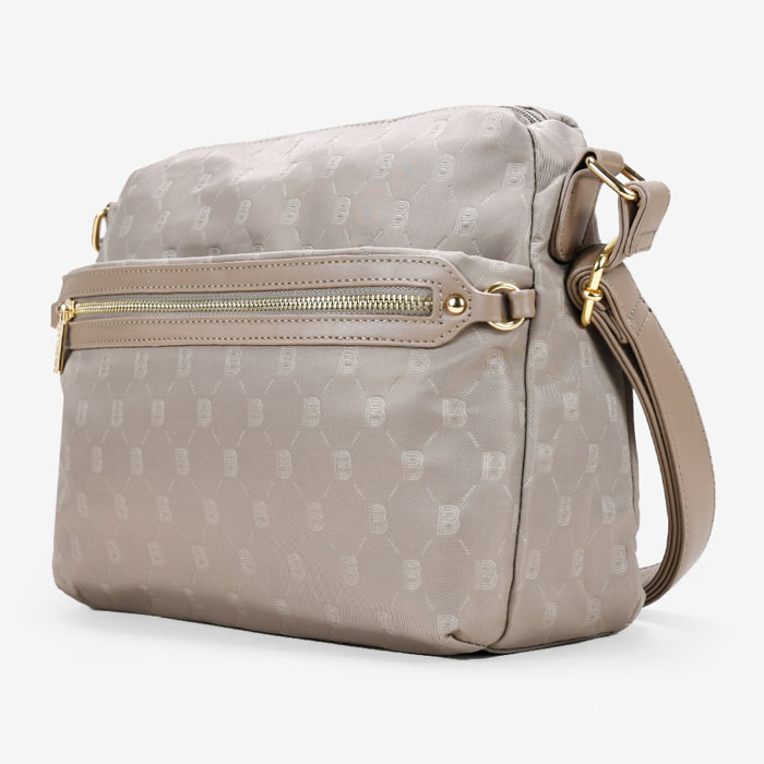 Bolso bandolera taupe en nailon