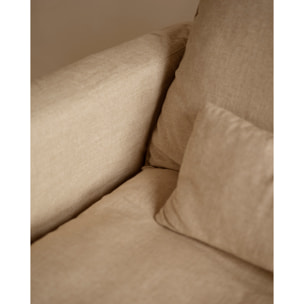 Módulo de algodón y lino con reposabrazos izquierdo desenfundable tono beige de 97x96cm Alto: 99 Largo: 97 Ancho: 96