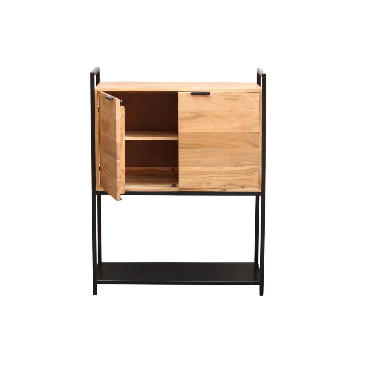 Buffet haut en bois massif et métal noir 2 portes L85 cm ARTHUS