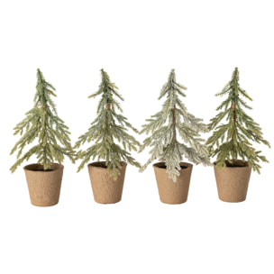 J-Line Sapin De Noël En Pot Polyéthylène Vert Foncé/Naturel Assortiment De 4