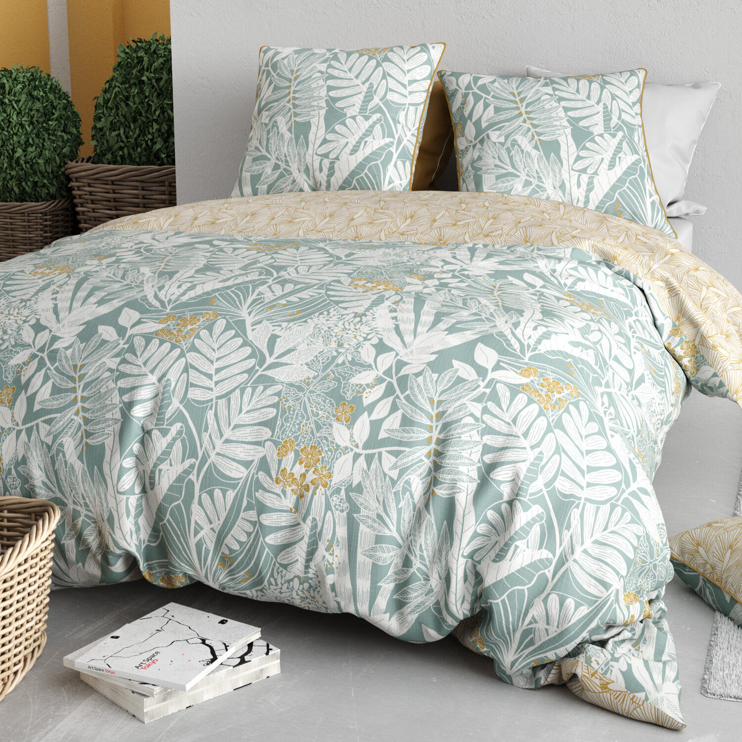 Parure housse de couette 3pcs 100% coton 57 fils feroe