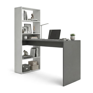 Mesa de escritorio con estantería en blanco artik y gris antracita 120x50 cm Cosmic Blanco Artik (Blanco Mate) - Gris Grafito