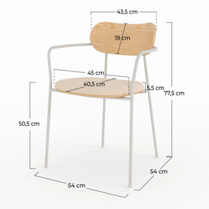 Lot de 2 chaises en tissu beige et placage en bois clair - Marine