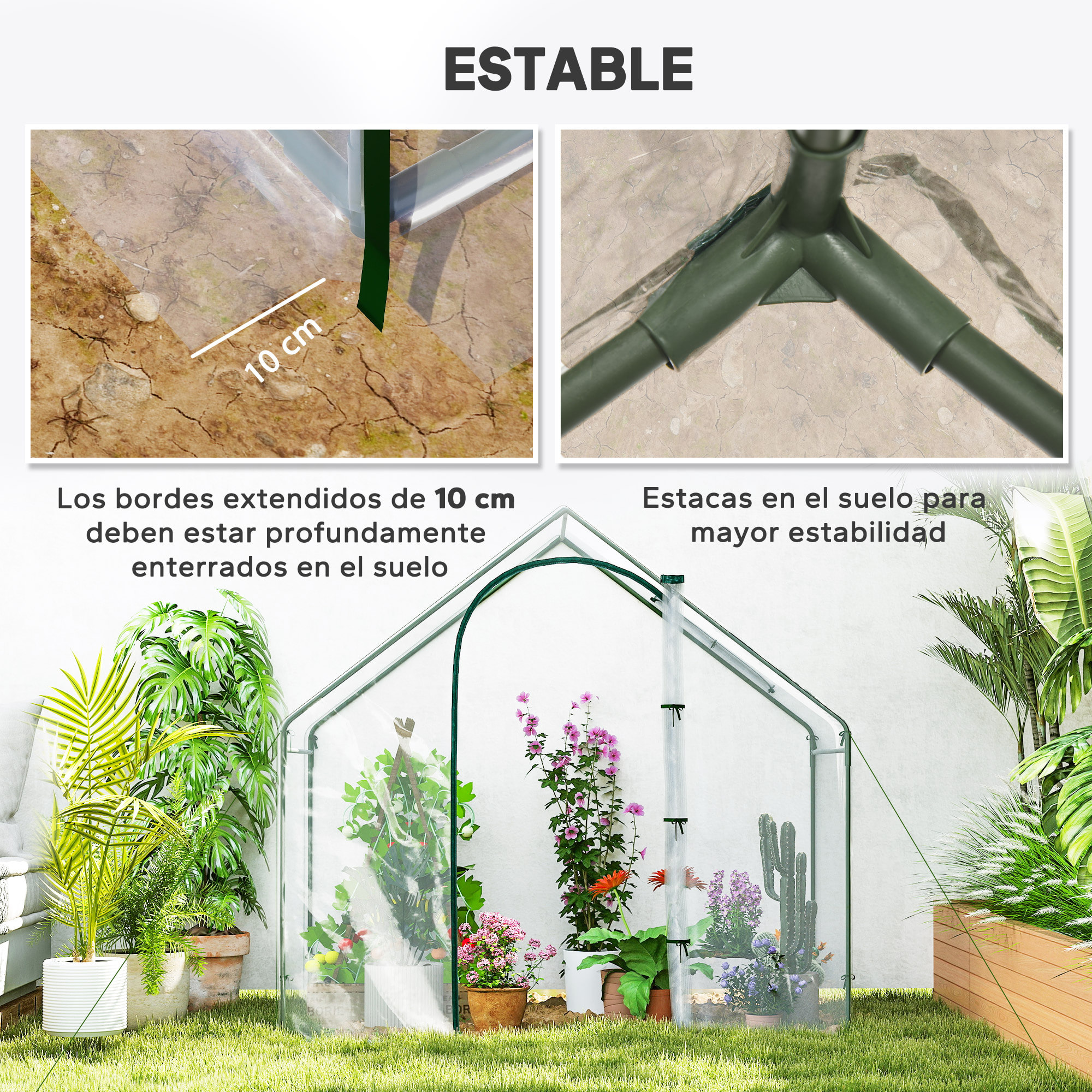 Invernadero Pequeño, Invernadero de Exterior con Ventana y Puerta con Cremallera, Marco de Acero, Cubierta de Plástico Impermeable Anti-UV para Cultivar Plantas, 180x100x168 cm, Transparente