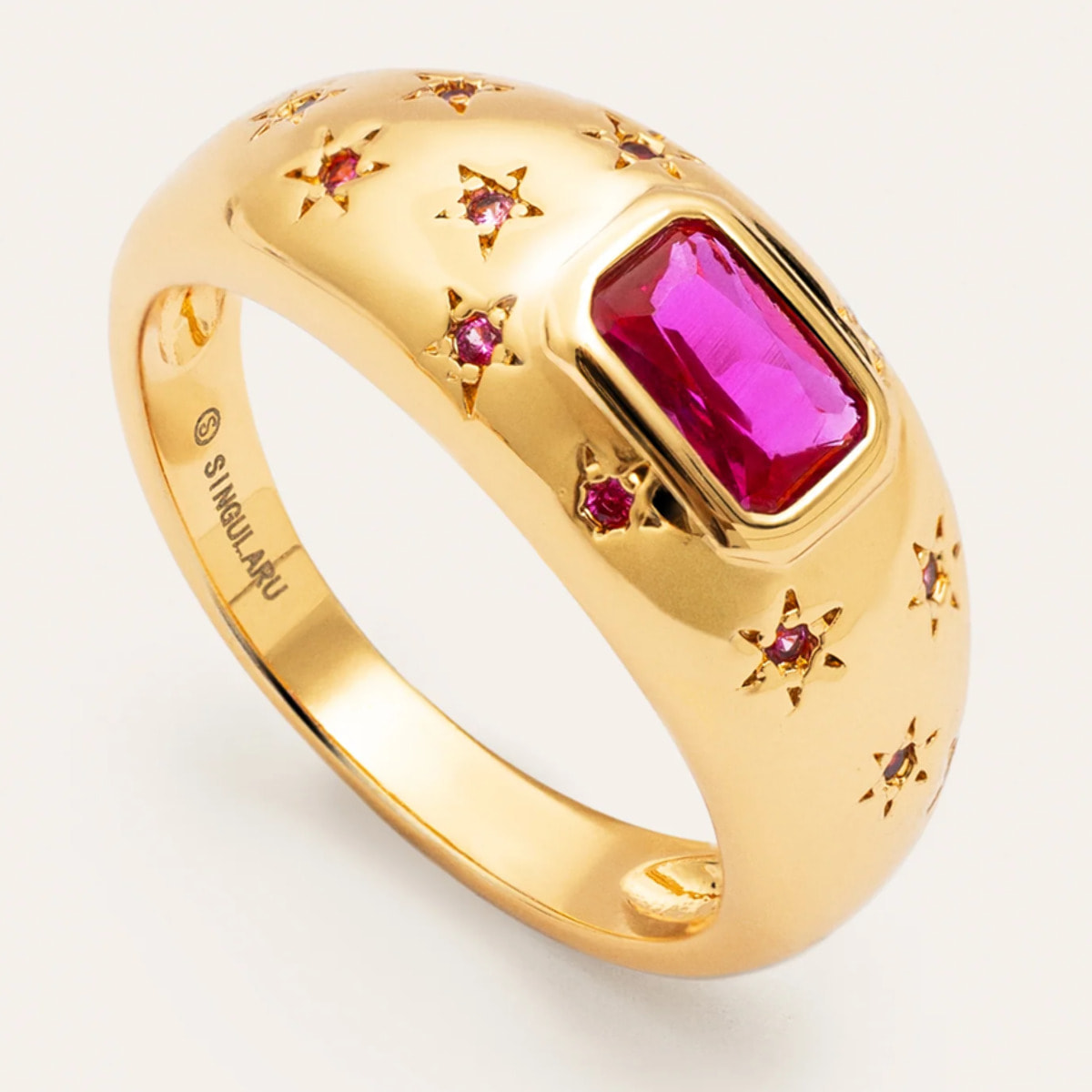 Anello Charlotte Fucsia Placcato Oro