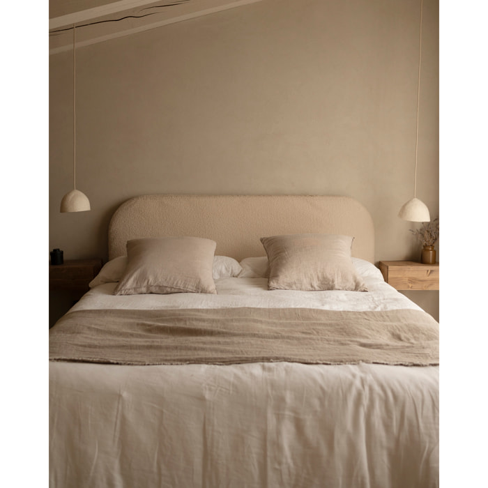 Cabecero tapizado desenfundable de bouclé beige de varias medidas