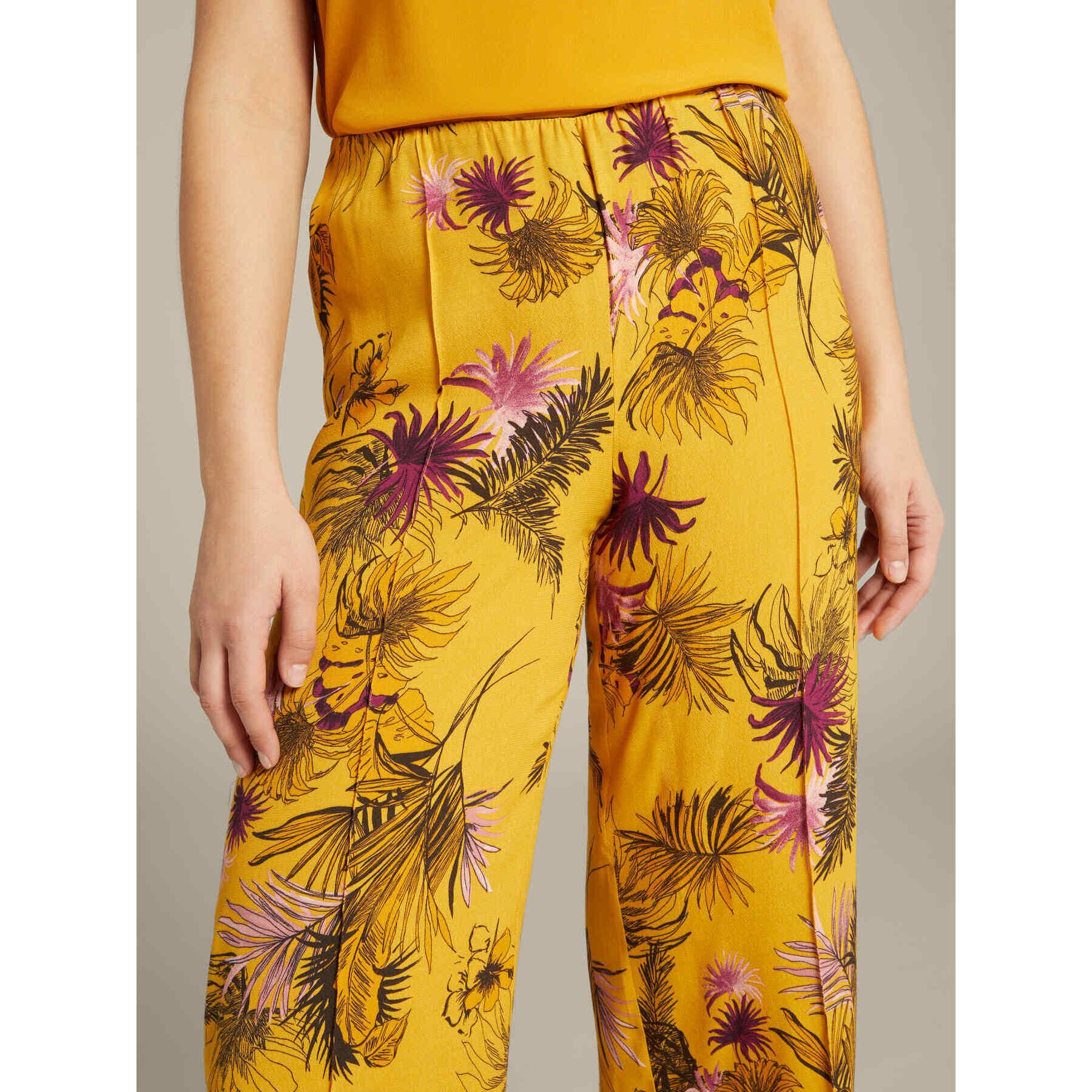 Elena Mirò - Pantaloni in viscosa ECOVERO™ stampata - Giallo