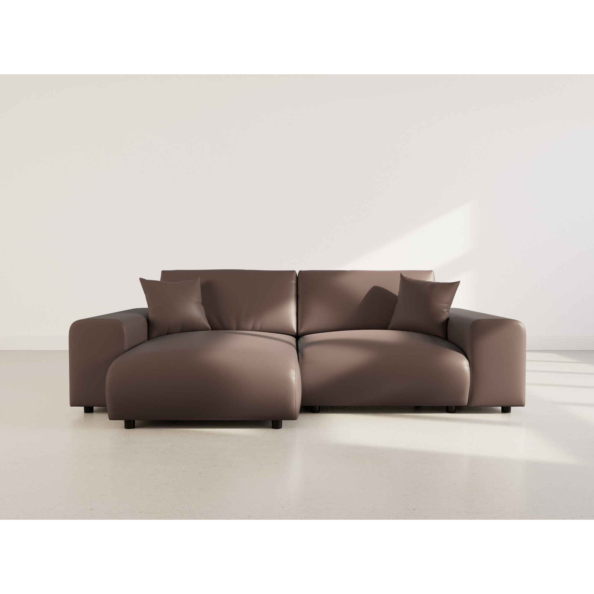 Garance - canapé d'angle réversible 4 places en simili - Marron
