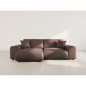 Garance - canapé d'angle réversible 4 places en simili - Marron