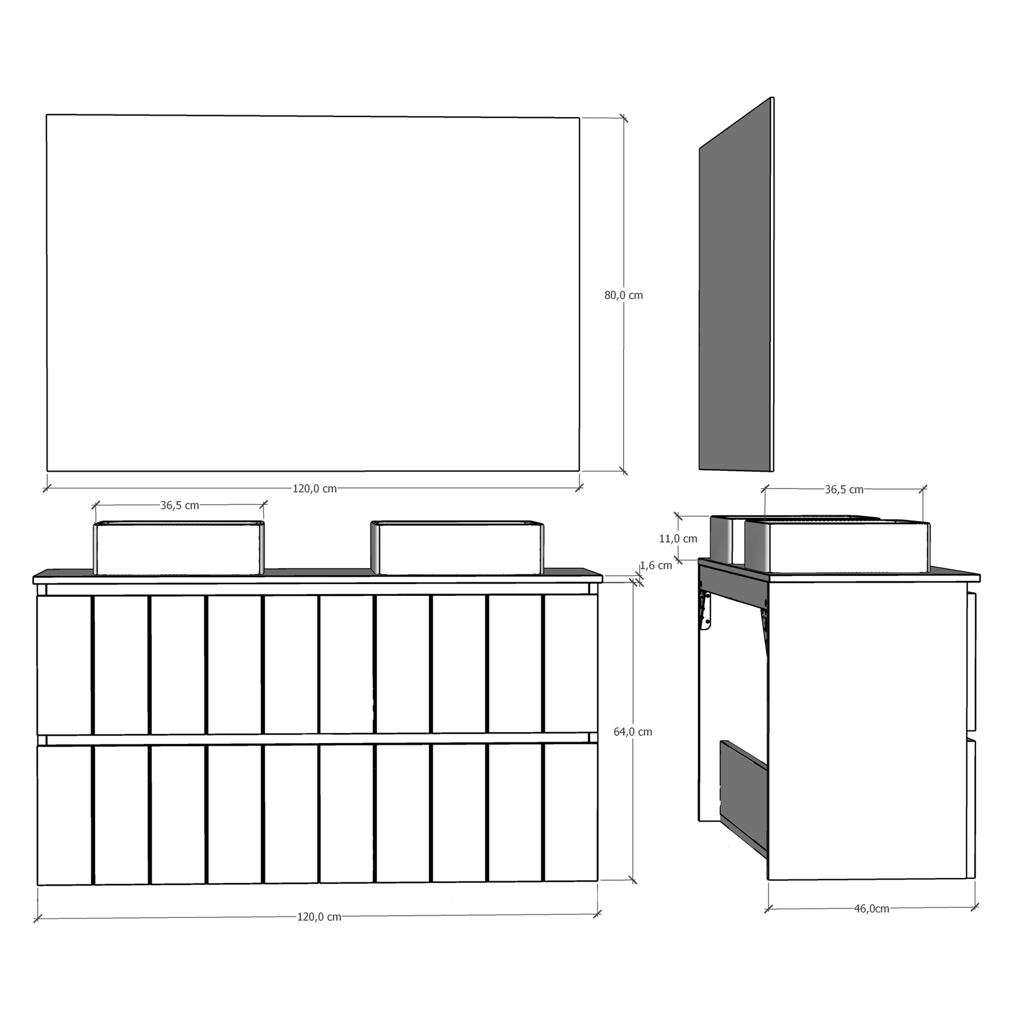 Conjunto de baño LAND Alday, 120 cm, Fango