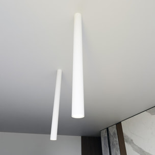 Lampada a sospensione Tecno in acciaio bianco