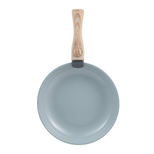 Set de 4 Sartenes Ø22Ø24Ø26Ø28cm en Aluminio prensado Verde + 2 Mangos extraíbles Click&Cook Bergner