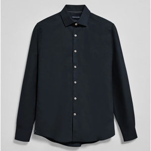 Camisa Super Slim de popelín azul marino con monograma bordado