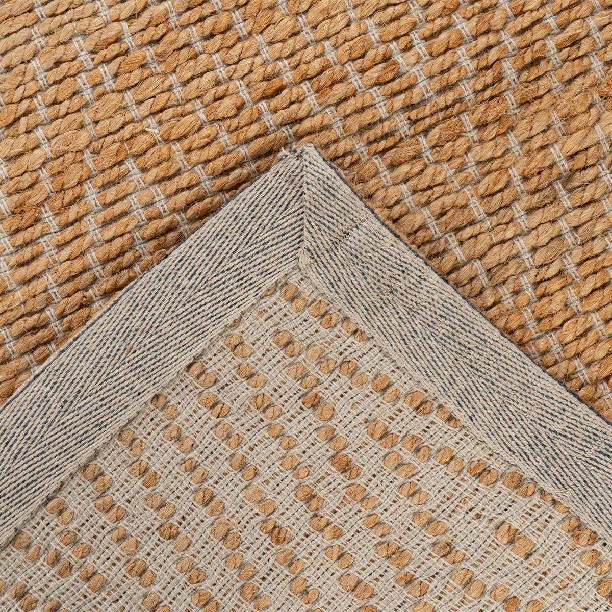 Tapis rond  en jute tissé main TOSIFA Beige motif uni à chevrons