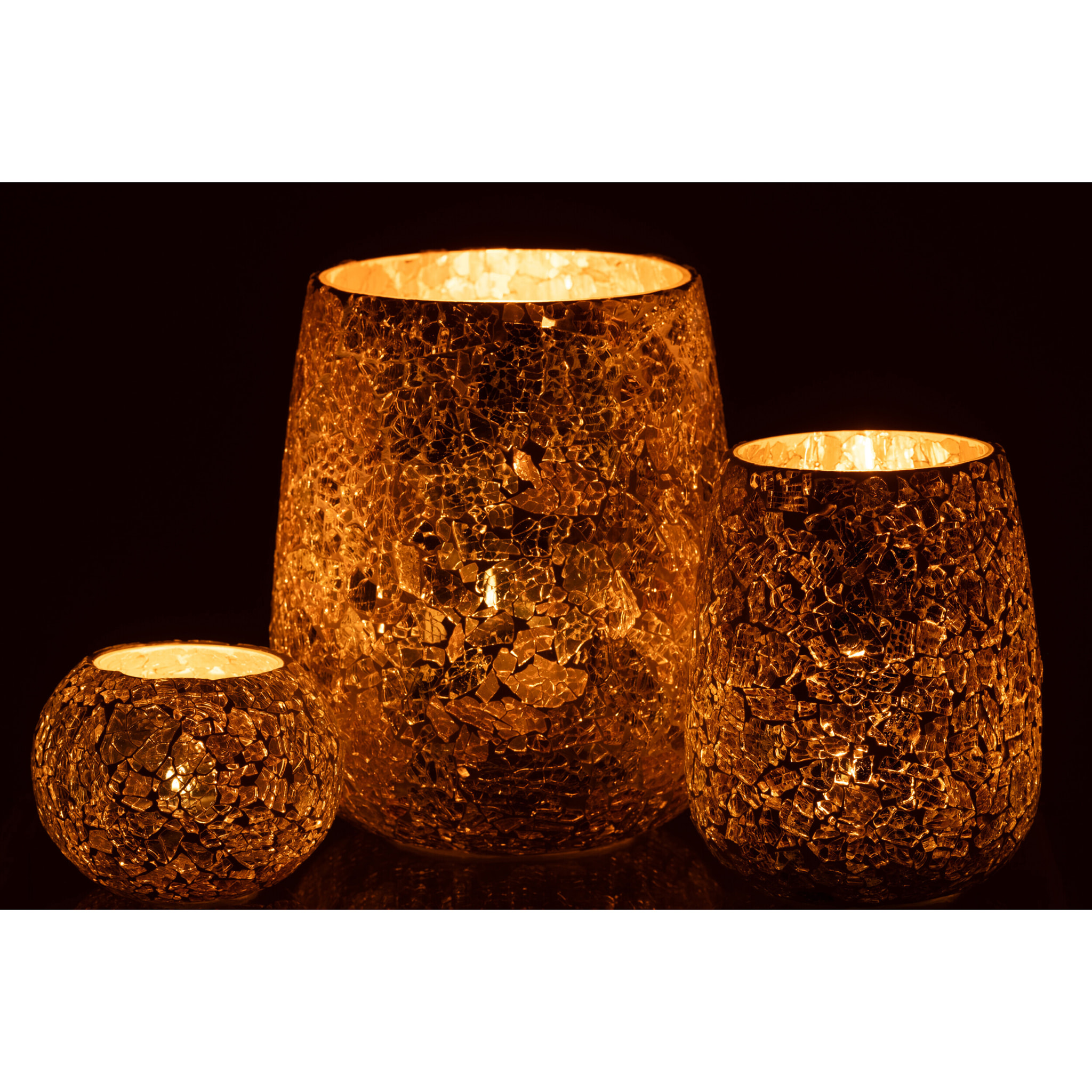 J-Line bougeoir Craquelé - verre - or
