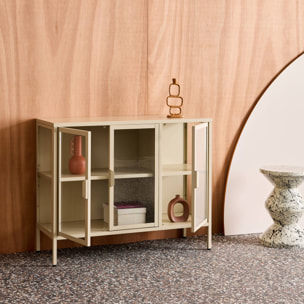 Buffet industriel métal et verre trempé 3 portes 100cm ARKANSAS