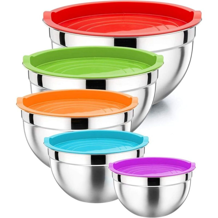 Ensemble de 5 bols avec couvercle en silicone Herzberg HG04074