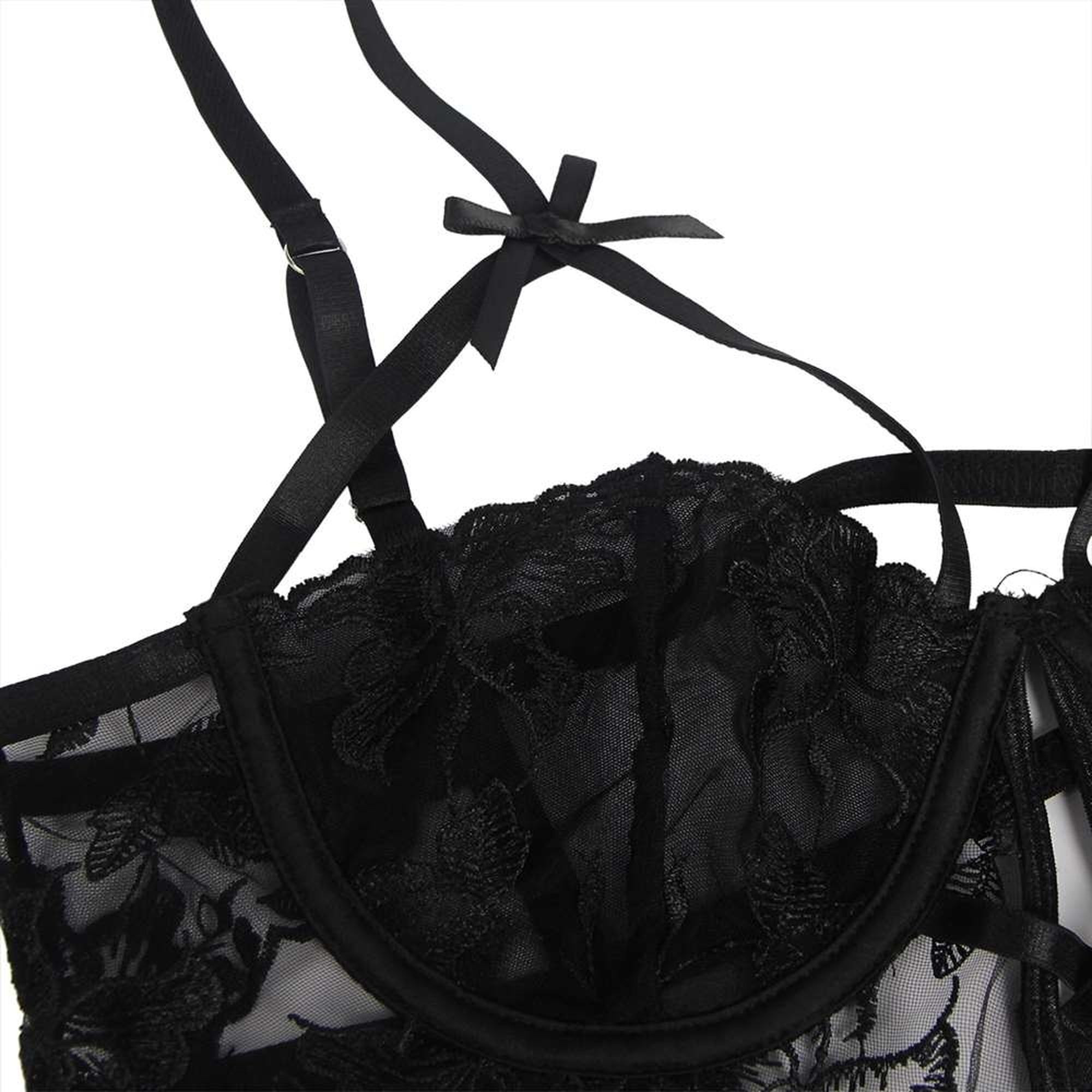Body floral con aros color negro