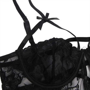 Body floral con aros color negro