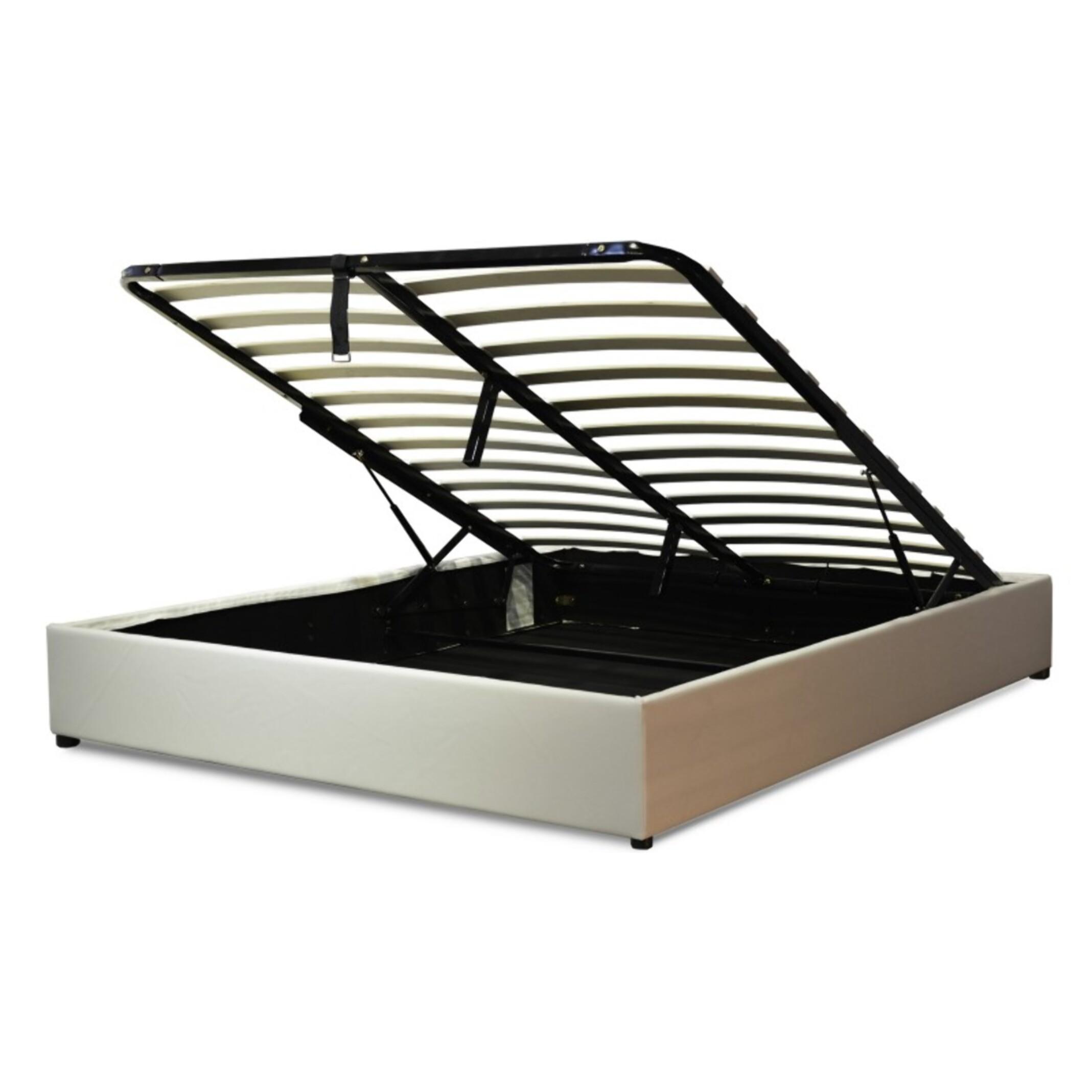 Lit coffre sommier relevable blanc | Modele Cancun Simili Cuir | Grande capacite de stockage