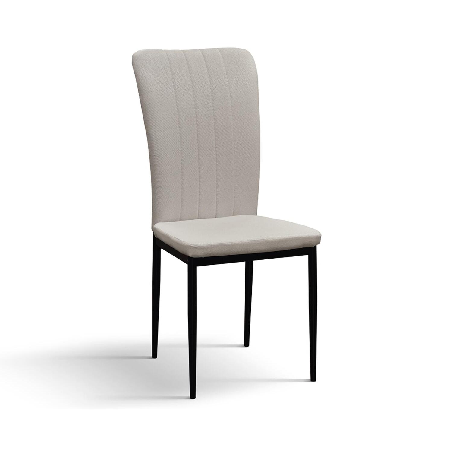 Set di 6 sedie AMSTERDAM in tessuto beige e gambe in metallo nero