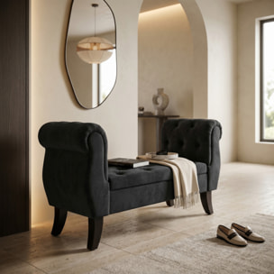 Divanetto Contenitore Imbottito in Effetto Velluto con Vano Contenitore Integrato, Seduta Elegante dallo Stile Classico per Camera da Letto, Ingresso e Soggiorno