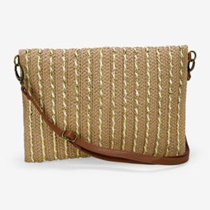 Bolso de mano marrón claro con solapa