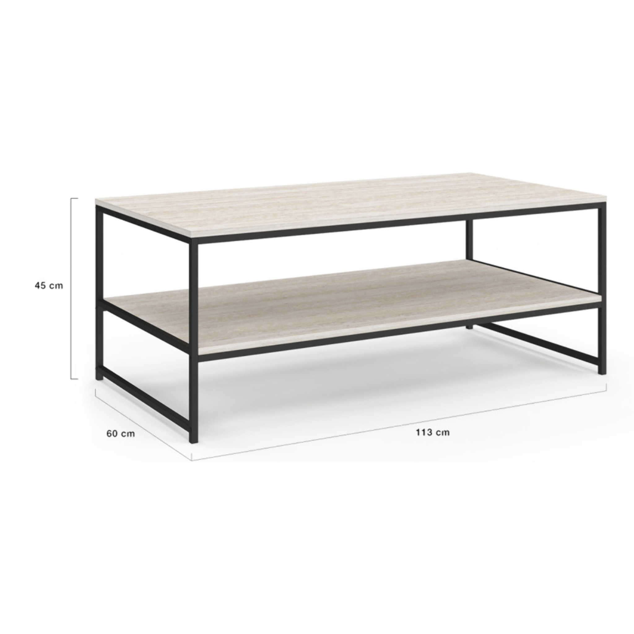 Table basse double plateau effet travertin