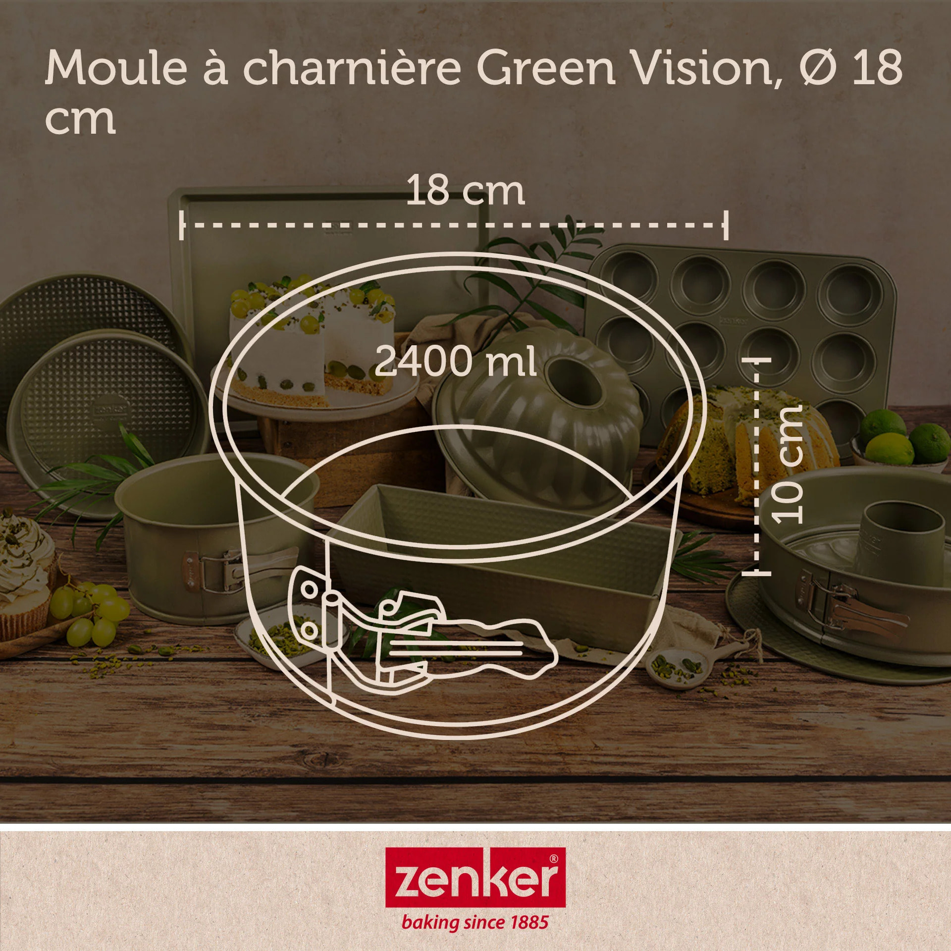 Set de 5 ustensiles de pâtisserie moule à gâteaux bols spatule et verre doseur Zenker Green Vision