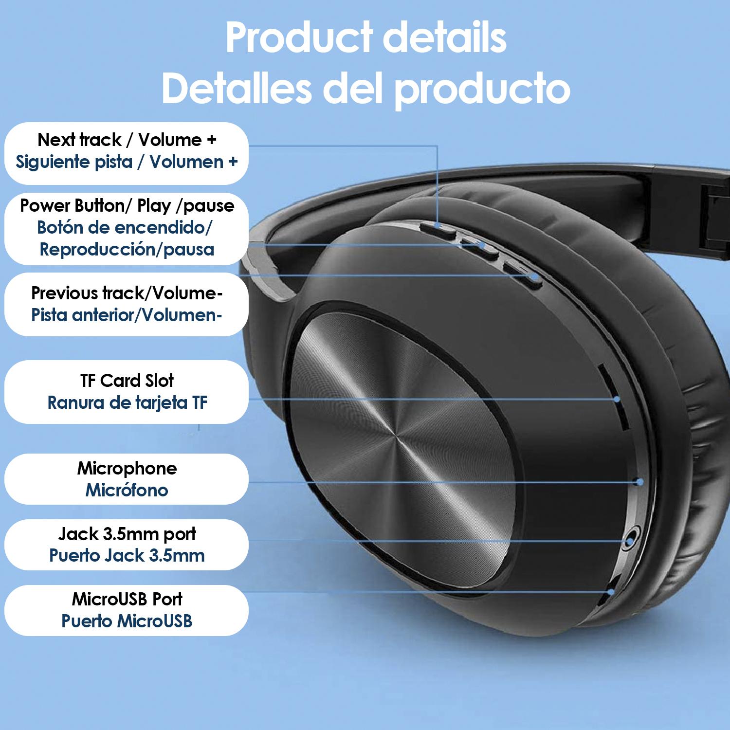 Cascos VJ320 HiFi Bluetooth 5.0, con manos libres, radio FM y lector micro SD.