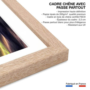 Affiche ""Champs et colline USA"" Affiche + cadre en bois - Chêne