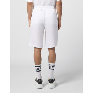 PHILIPP PLEIN Linen Drawstring Shorts Tennis Club