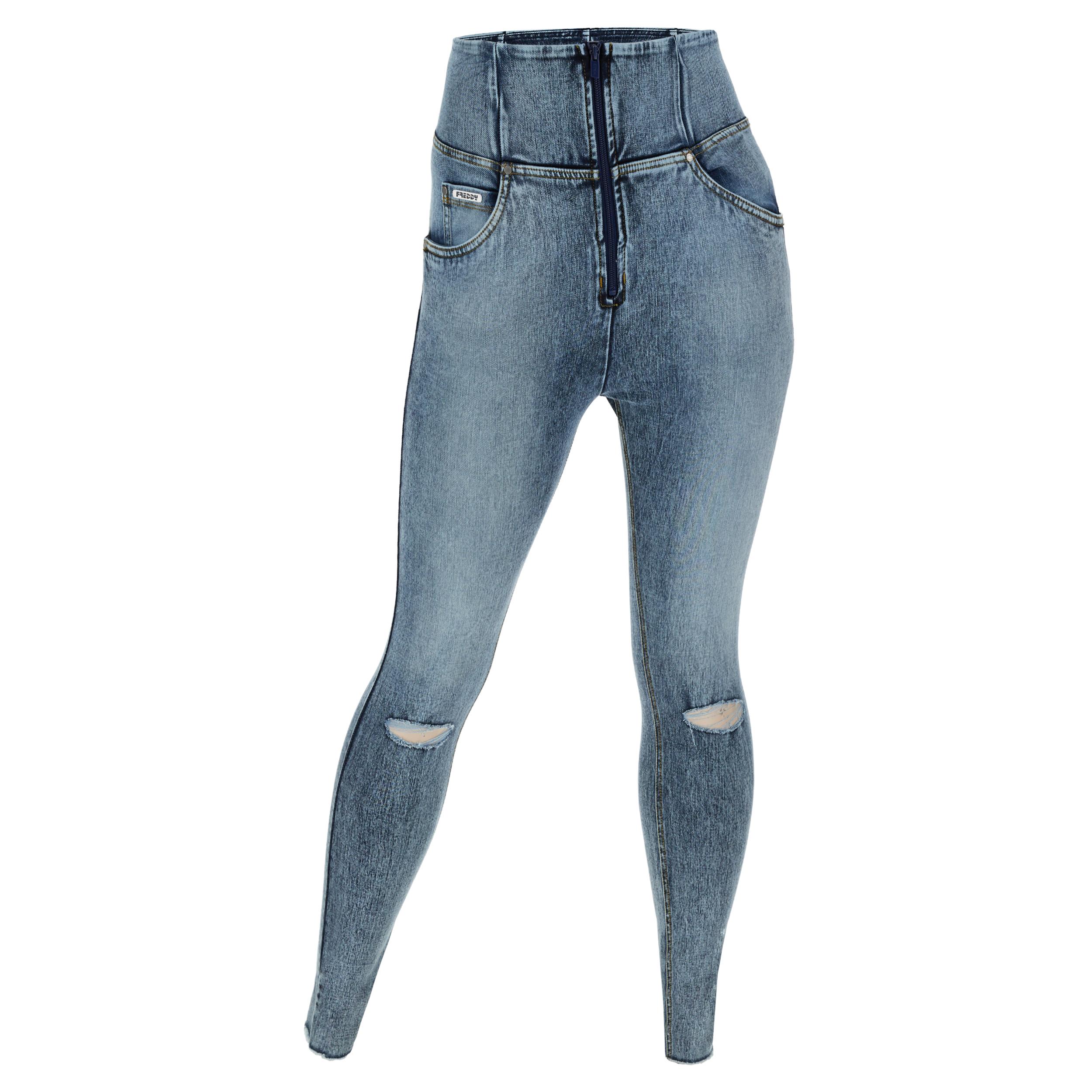 Jeans push up WR.UP® curvy denim navetta marble con strappi