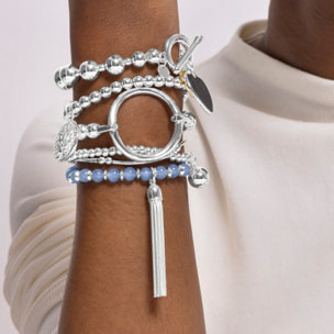 Pulsera de Cristal Azul acabada en rodio