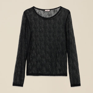 Oltre - Camiseta de encaje - Negro