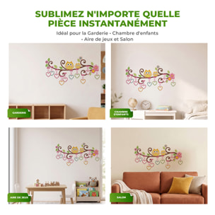 Stickers Muraux décoration adhésifs hiboux et cœurs sur un arbre