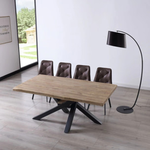 Mesa de comedor fija con patas metálicas en negro y roble honey 180x100 cm Xena Roble Honey - Negro
