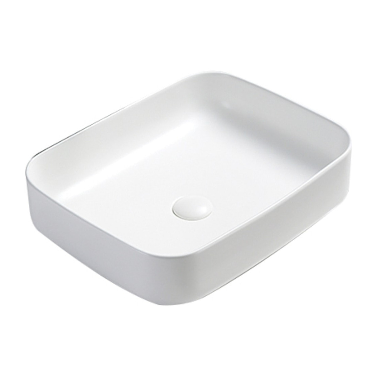 Set vasque à poser rectangulaire 50x39x13cm sans trop-plein + bonde à écoulement libre Infinitio blanc